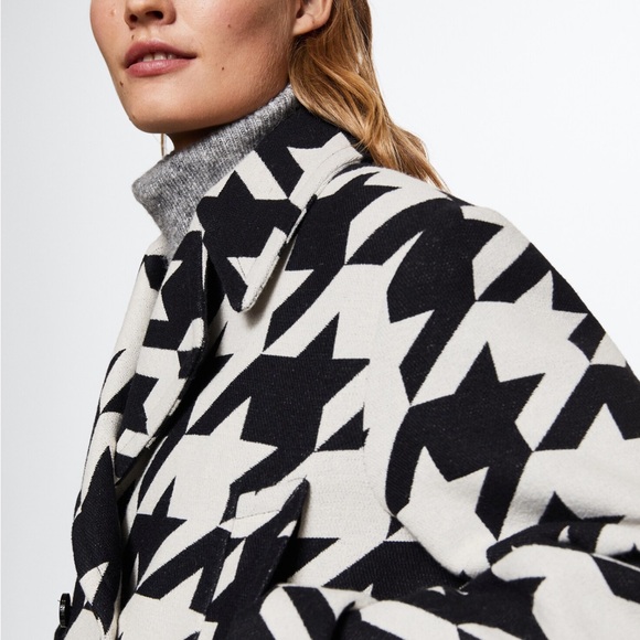 MANGO Houndstooth Buttoned cotton/wool coat - Picture 8 of 10